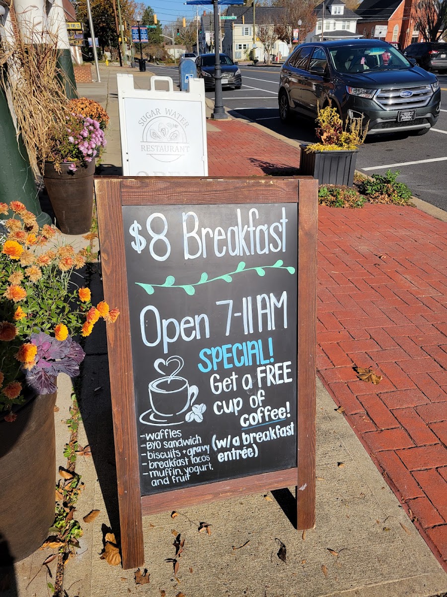 Sugar Water menu board