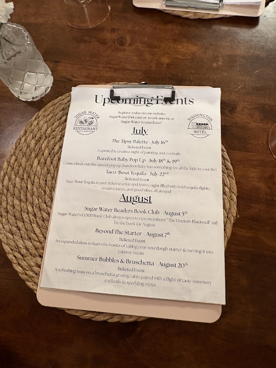Sugar Water menu board