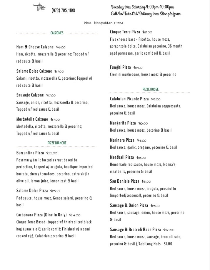 Da Tino. menu board