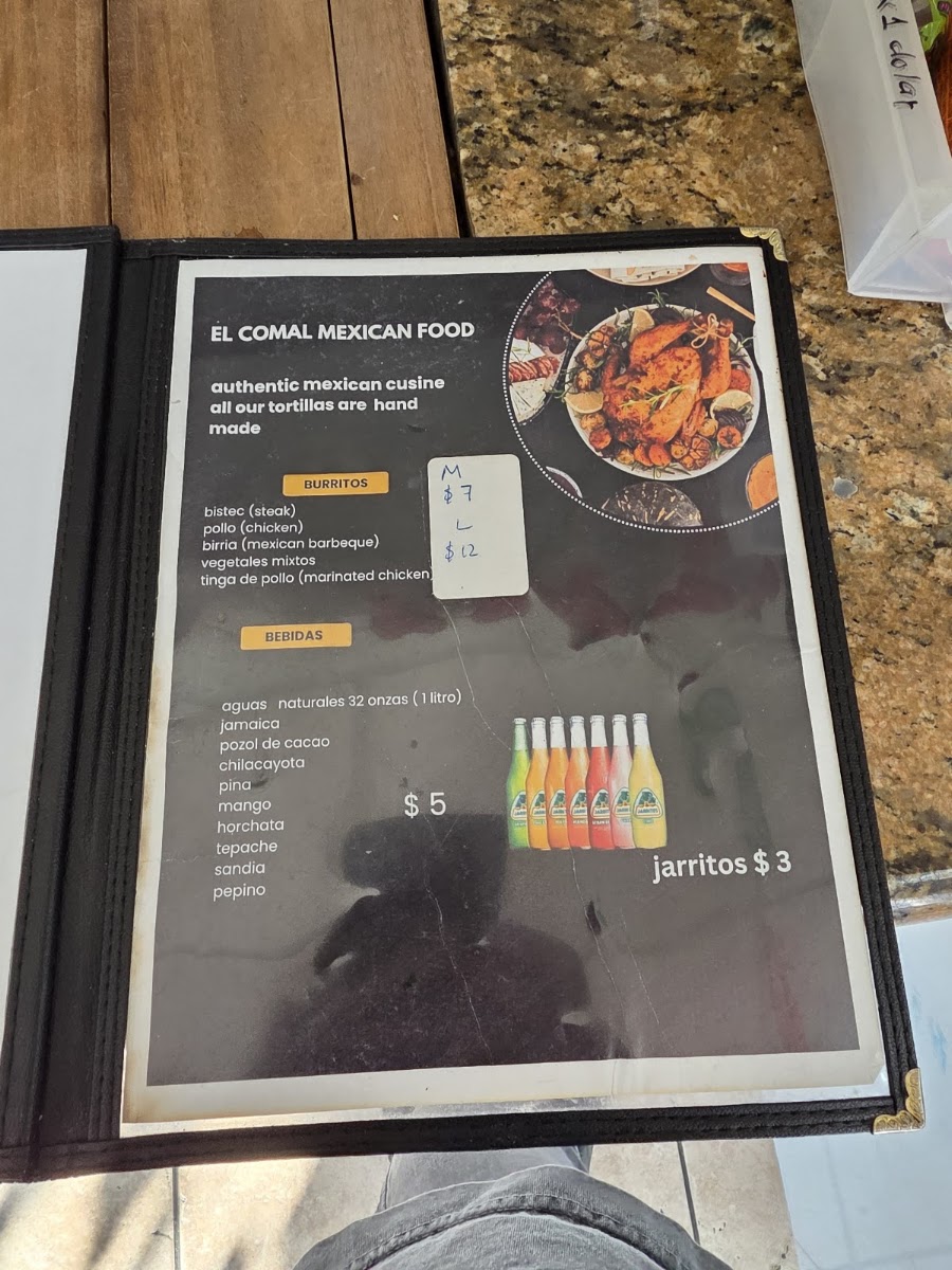 El Comal Authentic Mexican Food menu board