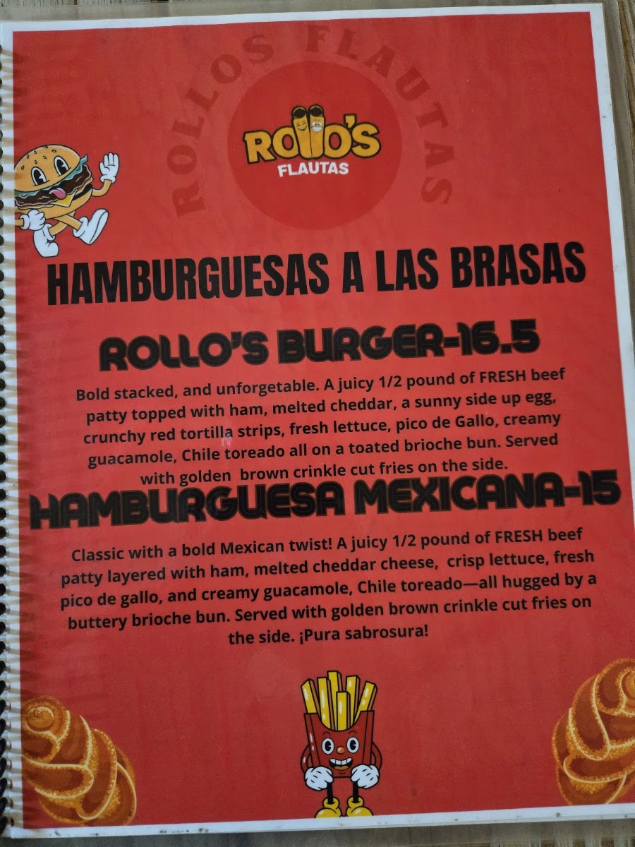 Rollo’s Flautas TX menu board