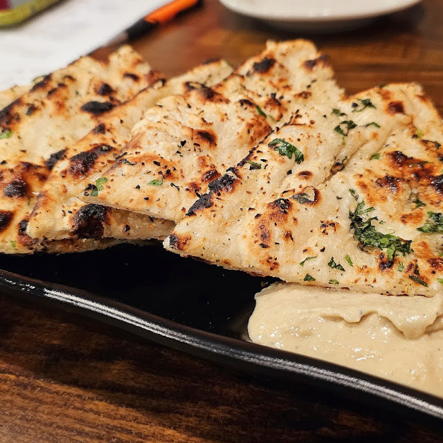 Garlic Naan with Hummus
