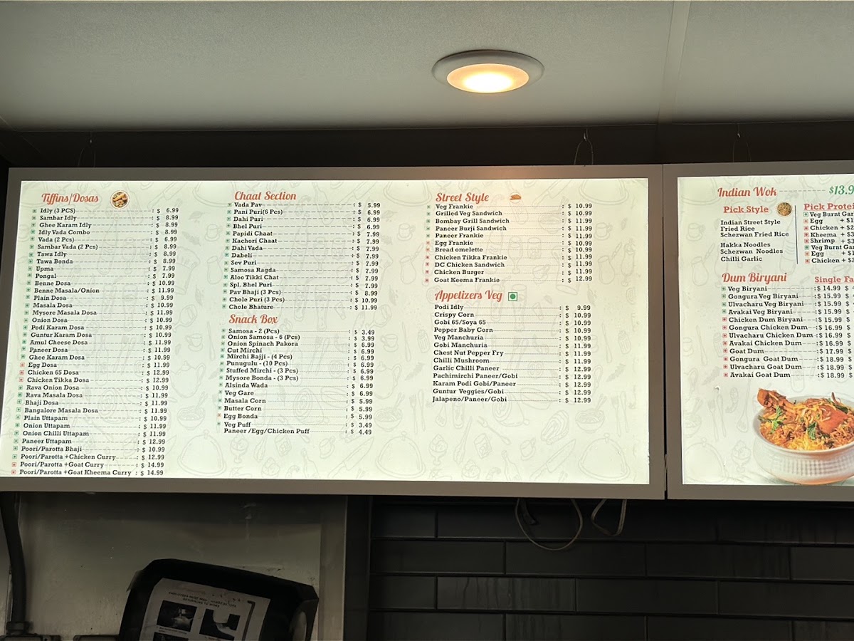 Chowrastha - Indian Eatery menu board