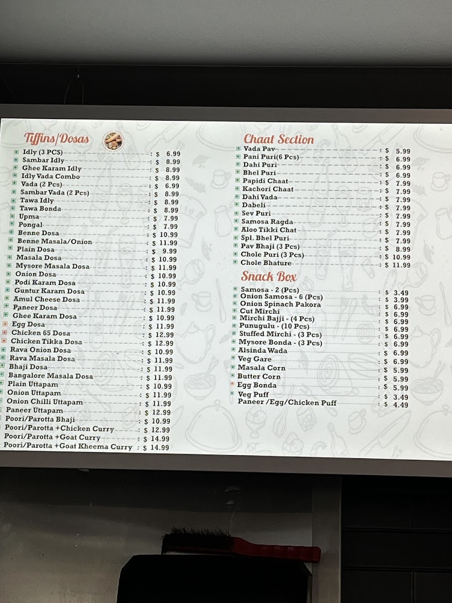 Chowrastha - Indian Eatery menu board