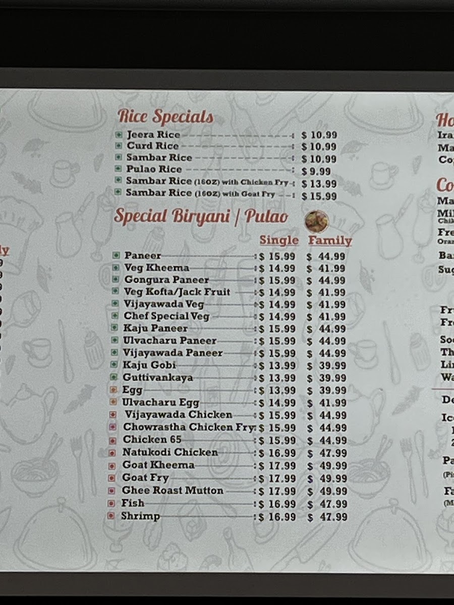 Chowrastha - Indian Eatery menu board