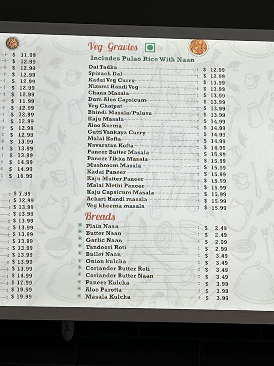 Chowrastha - Indian Eatery menu board