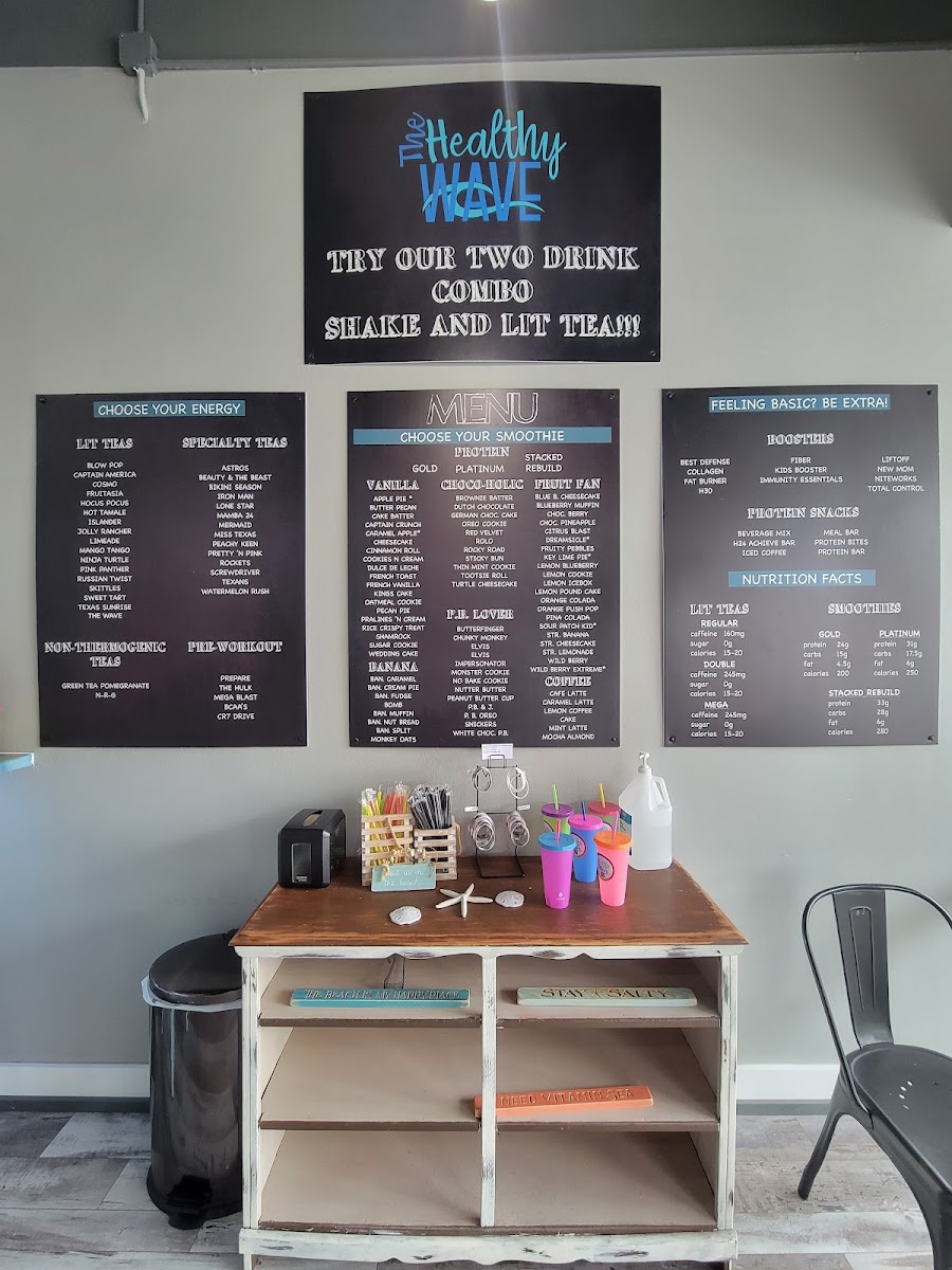 The Healthy Wave - Healthy Smoothie & Energy Bar menu board