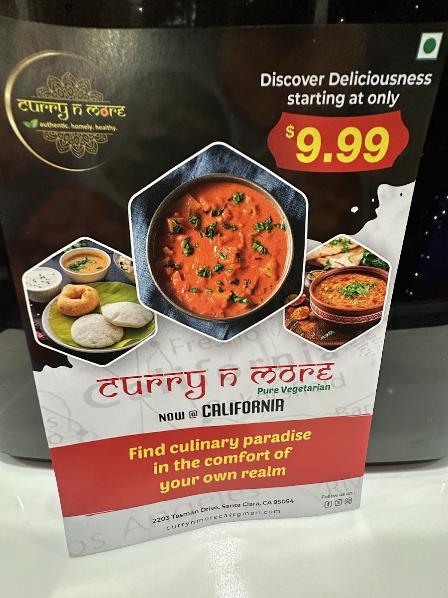 Curry N More menu board