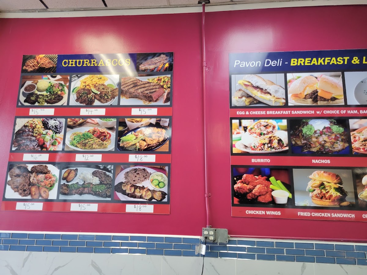Pavon Deli Restaurant menu board