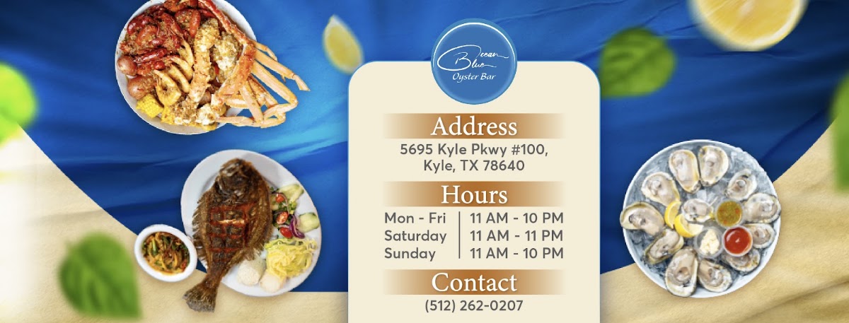 Ocean Blue Oyster Bar Kyle menu board