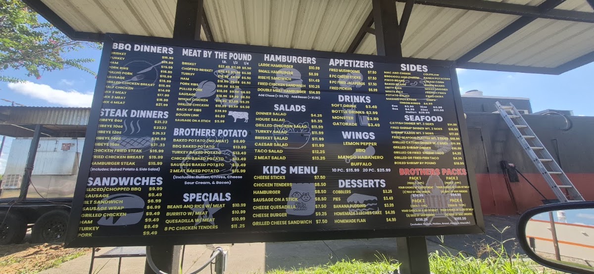 Brothers Catering BBQ menu board