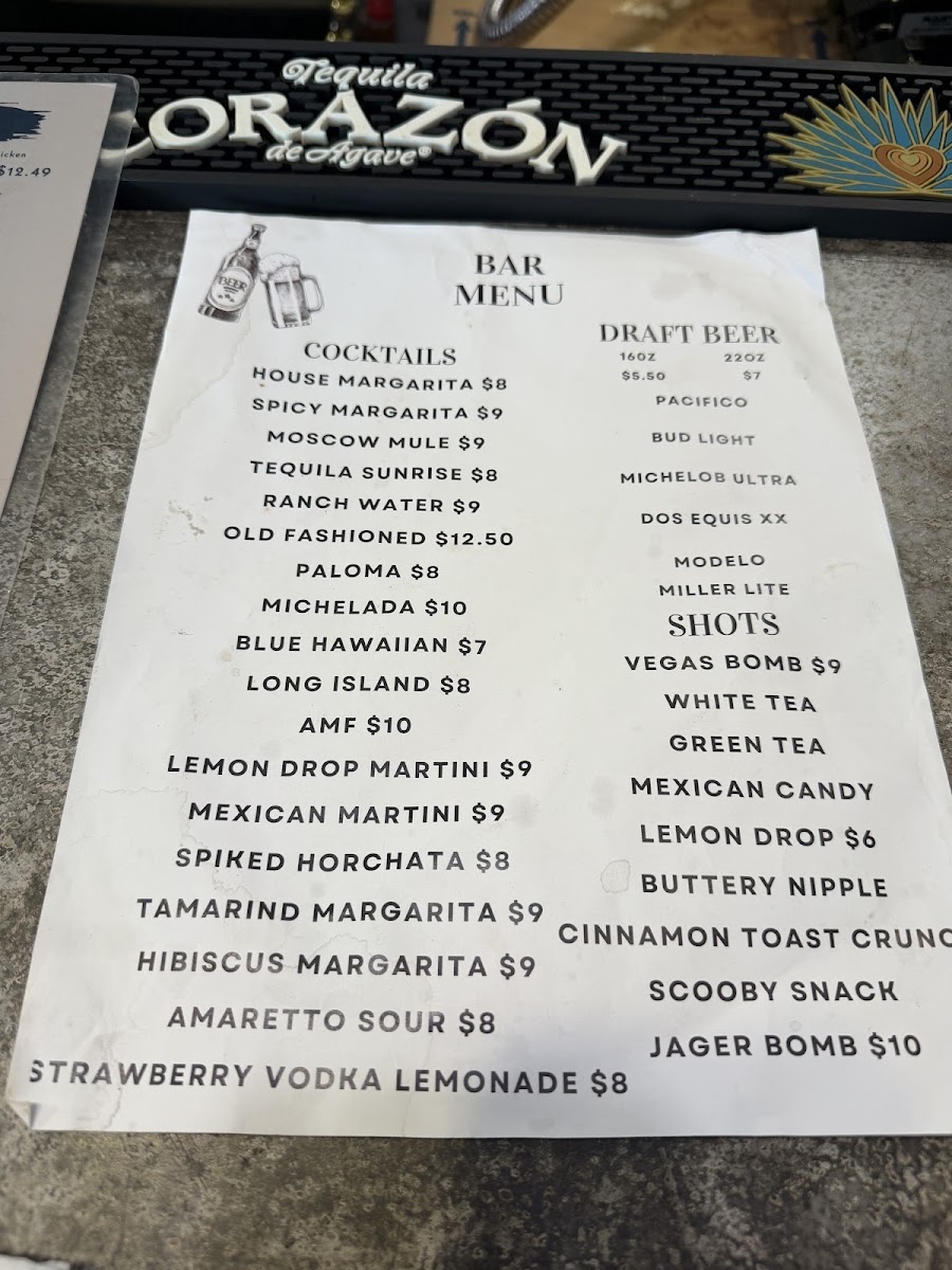 Bunz N Chix menu board