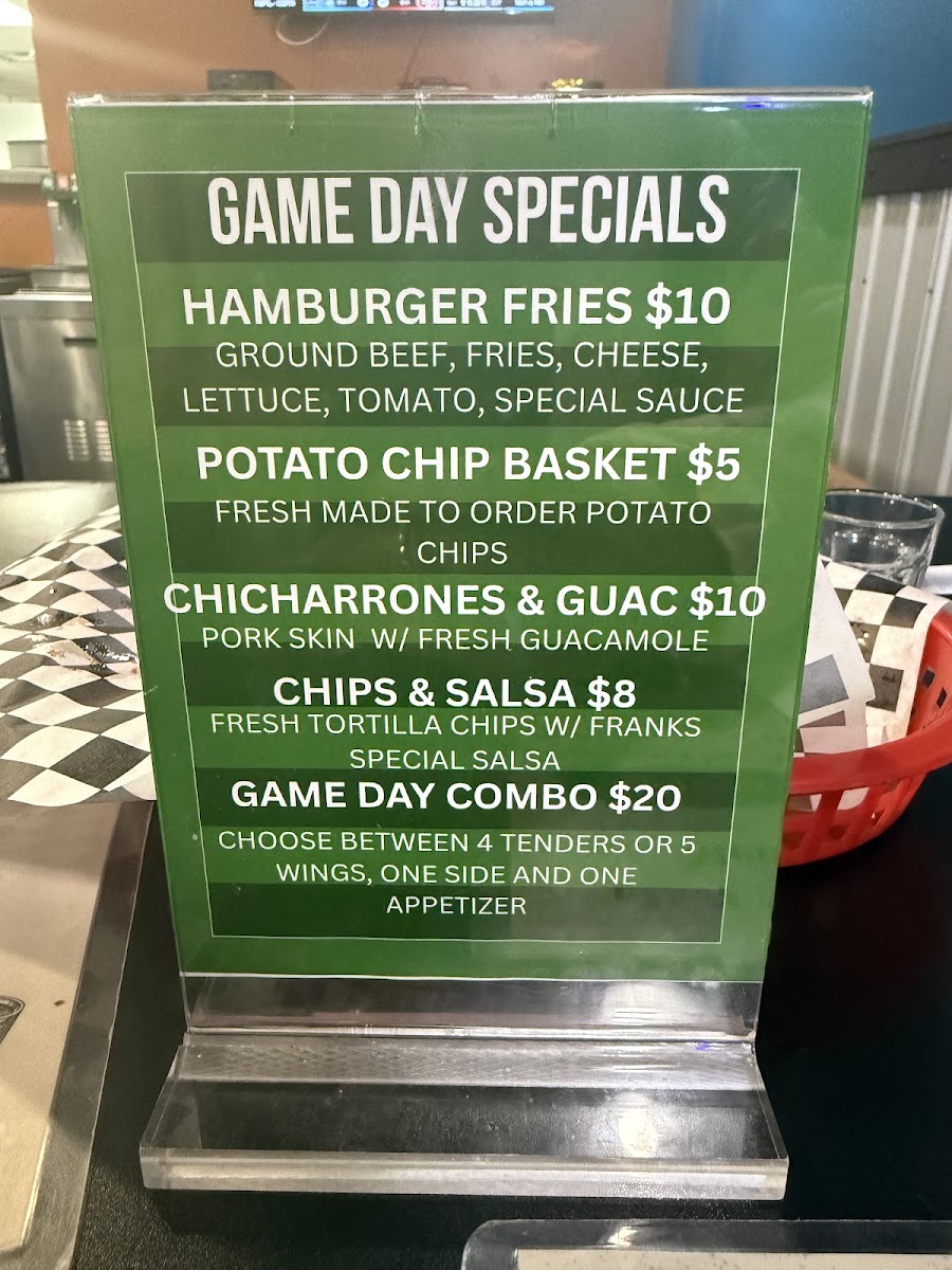 Bunz N Chix menu board