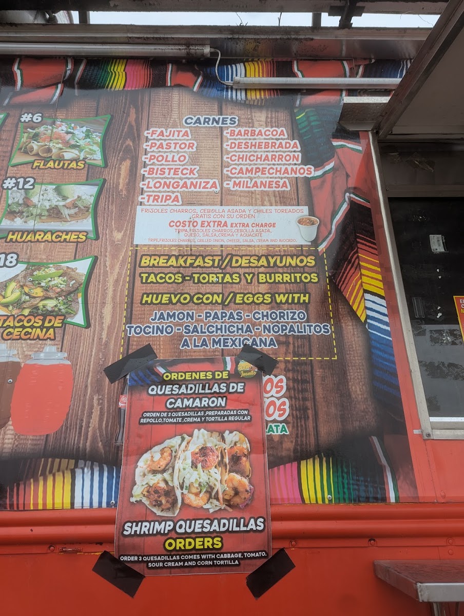 Taqueria don Juanito menu board