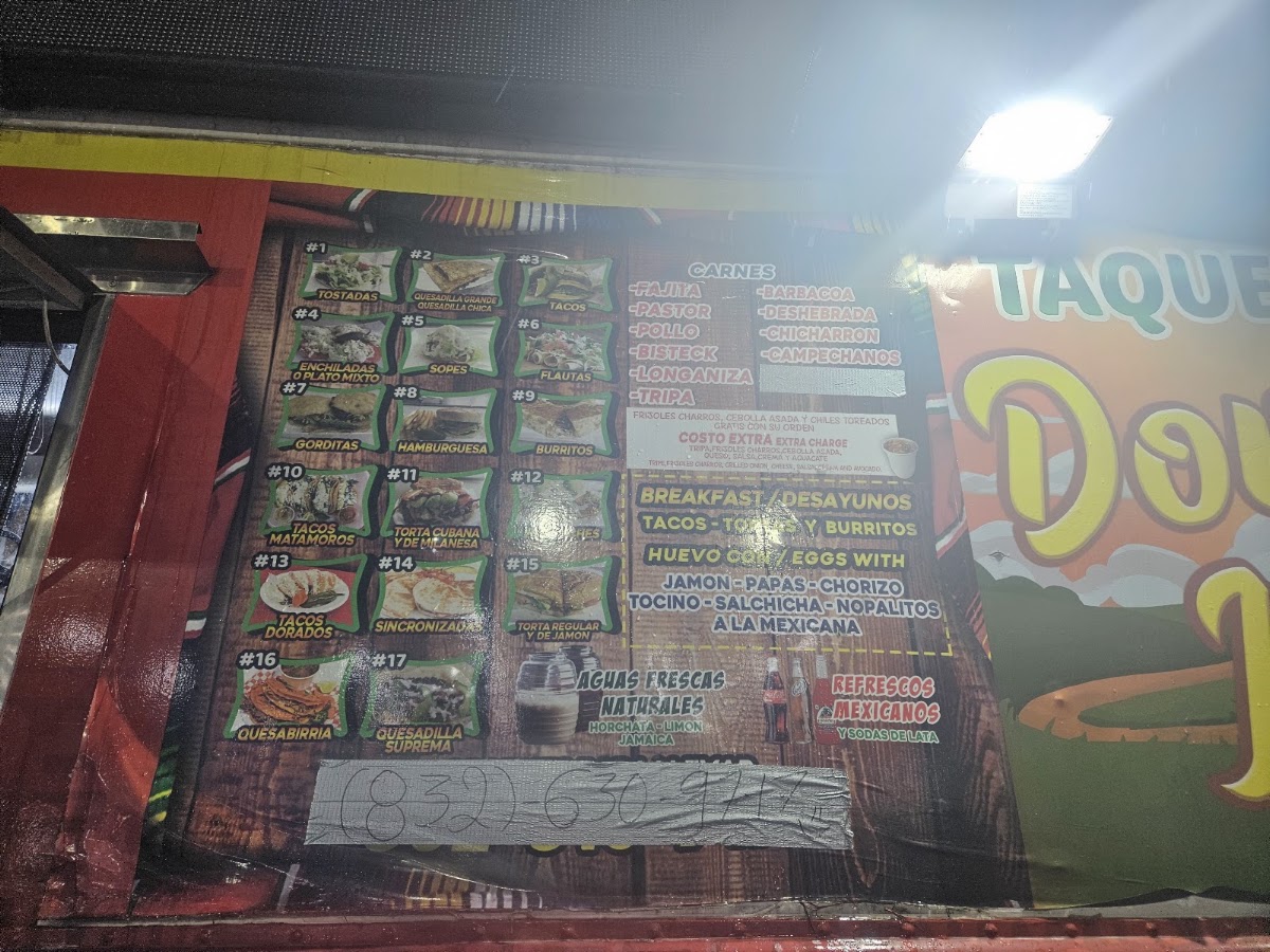 Taqueria don Juanito menu board