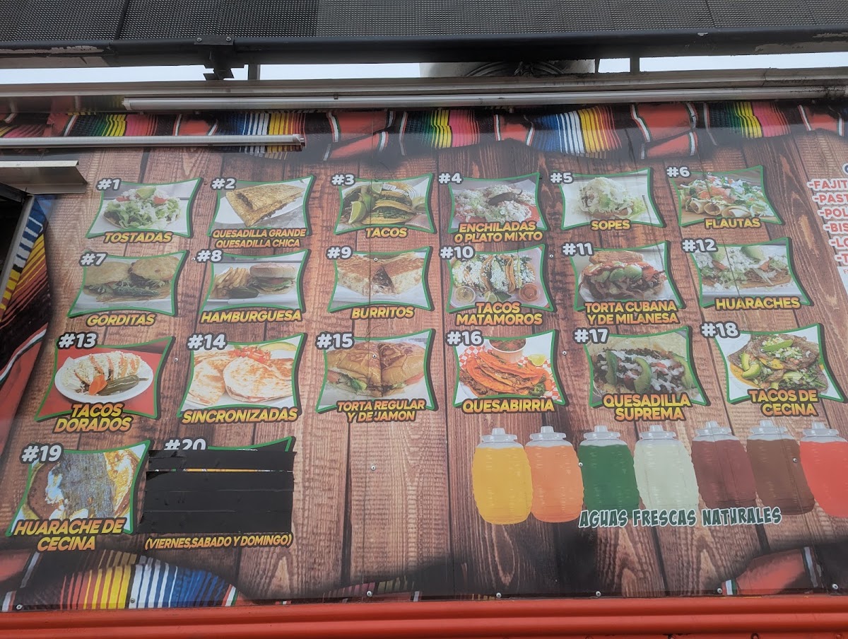 Taqueria don Juanito menu board