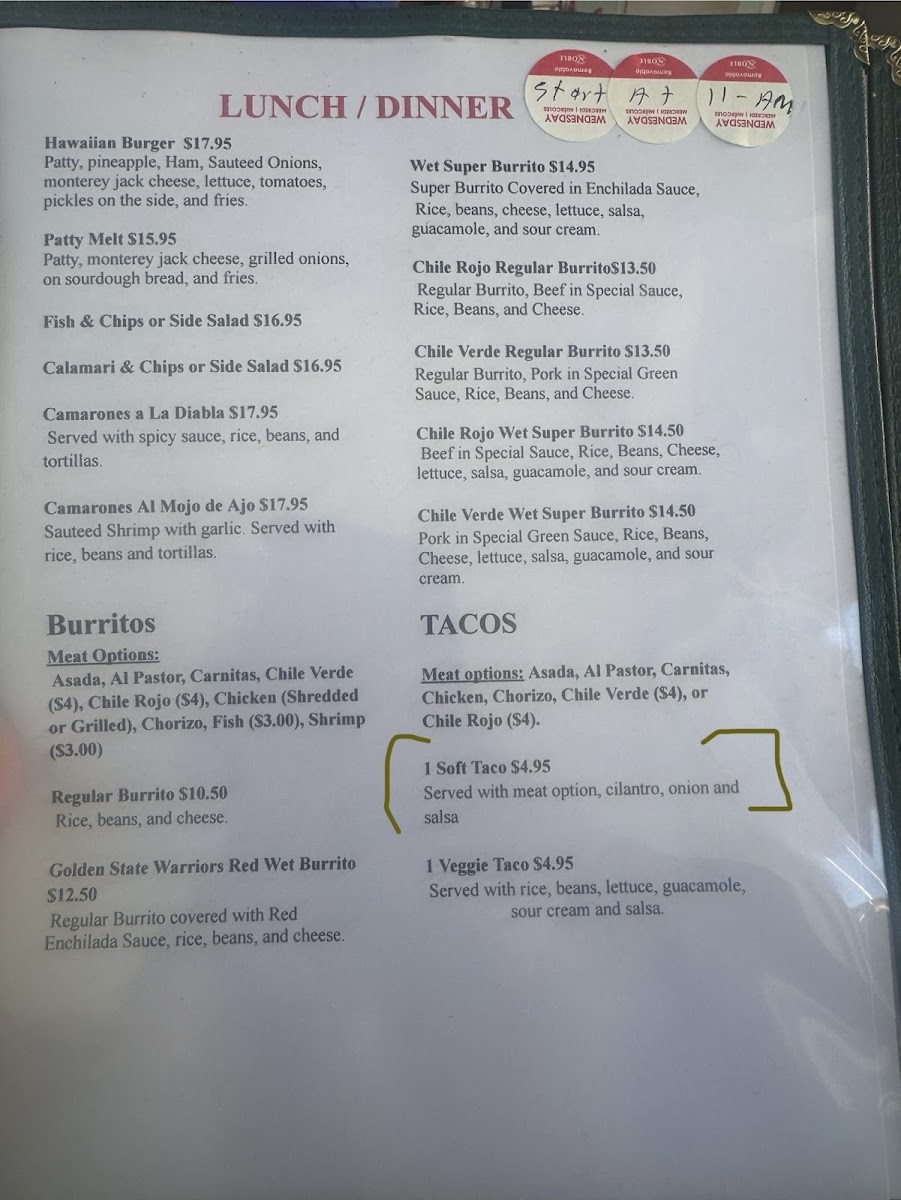 Señor Chilaquiles menu board