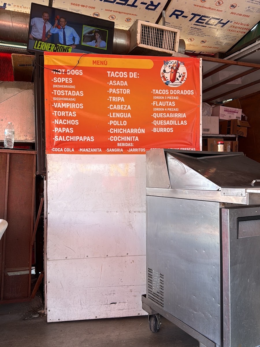 Nogales Hot Dogs #1 menu board