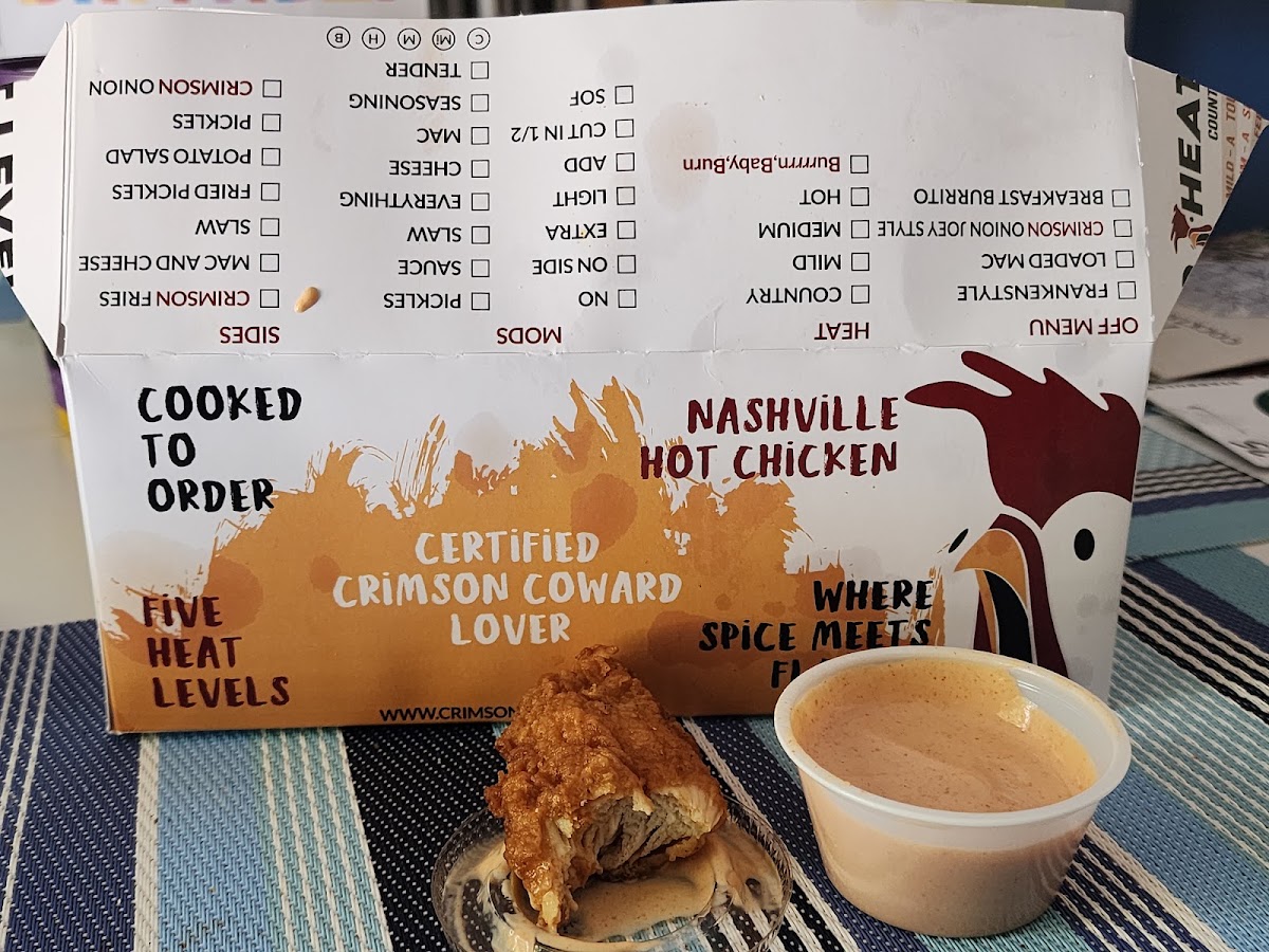 Crimson Coward menu board