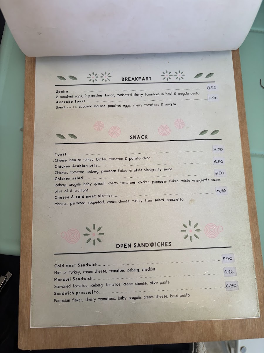 Speira menu board