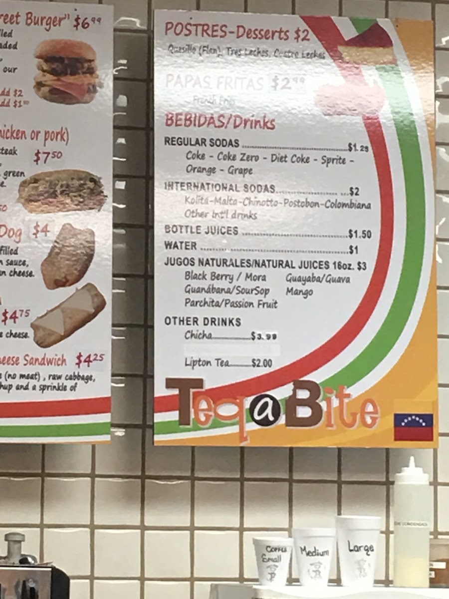 Restaurant Venezolano menu board