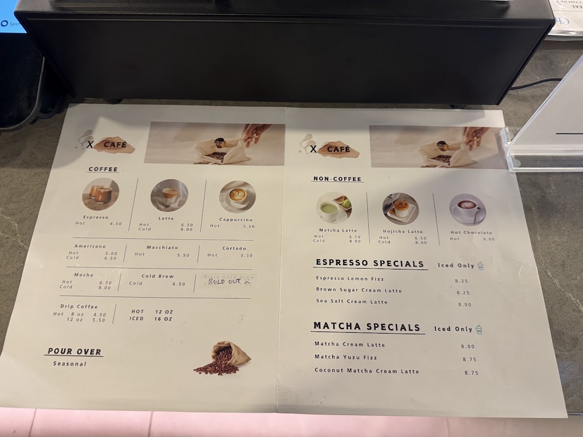 Lounge X menu board
