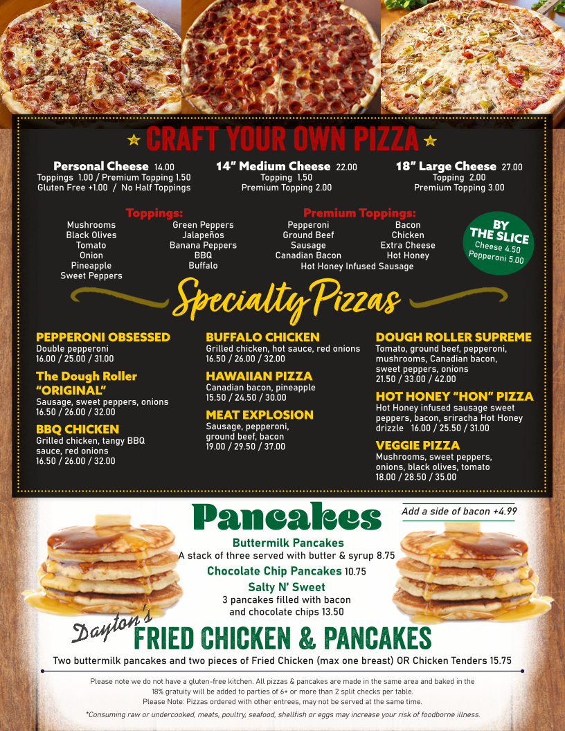 The Dough Roller menu board