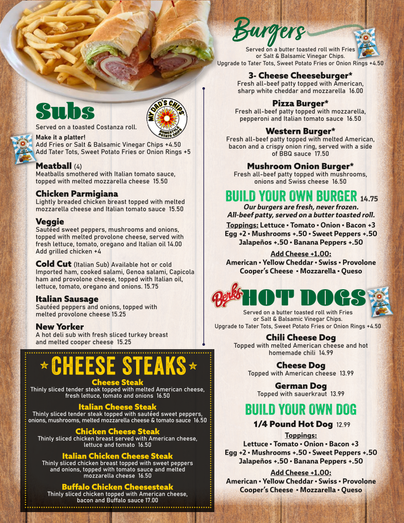 The Dough Roller menu board