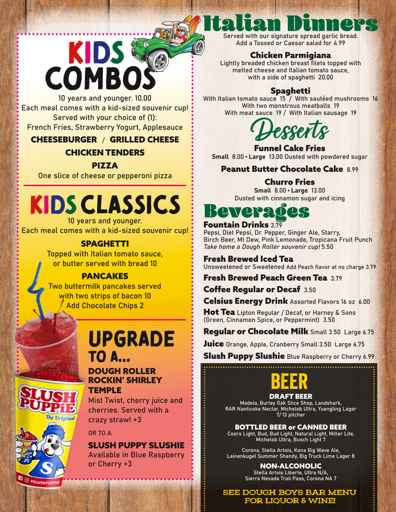 The Dough Roller menu board