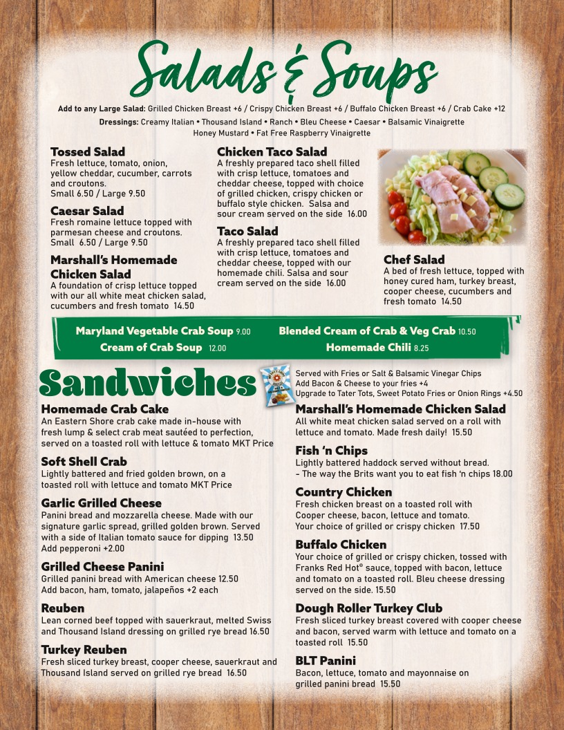 The Dough Roller menu board