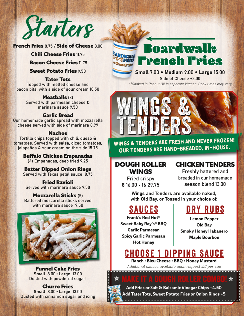 The Dough Roller menu board