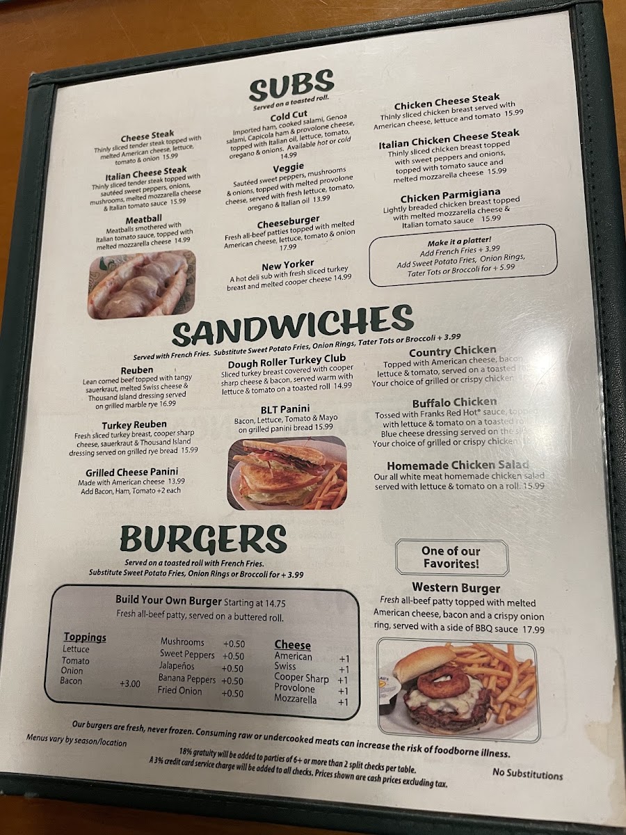 The Dough Roller menu board