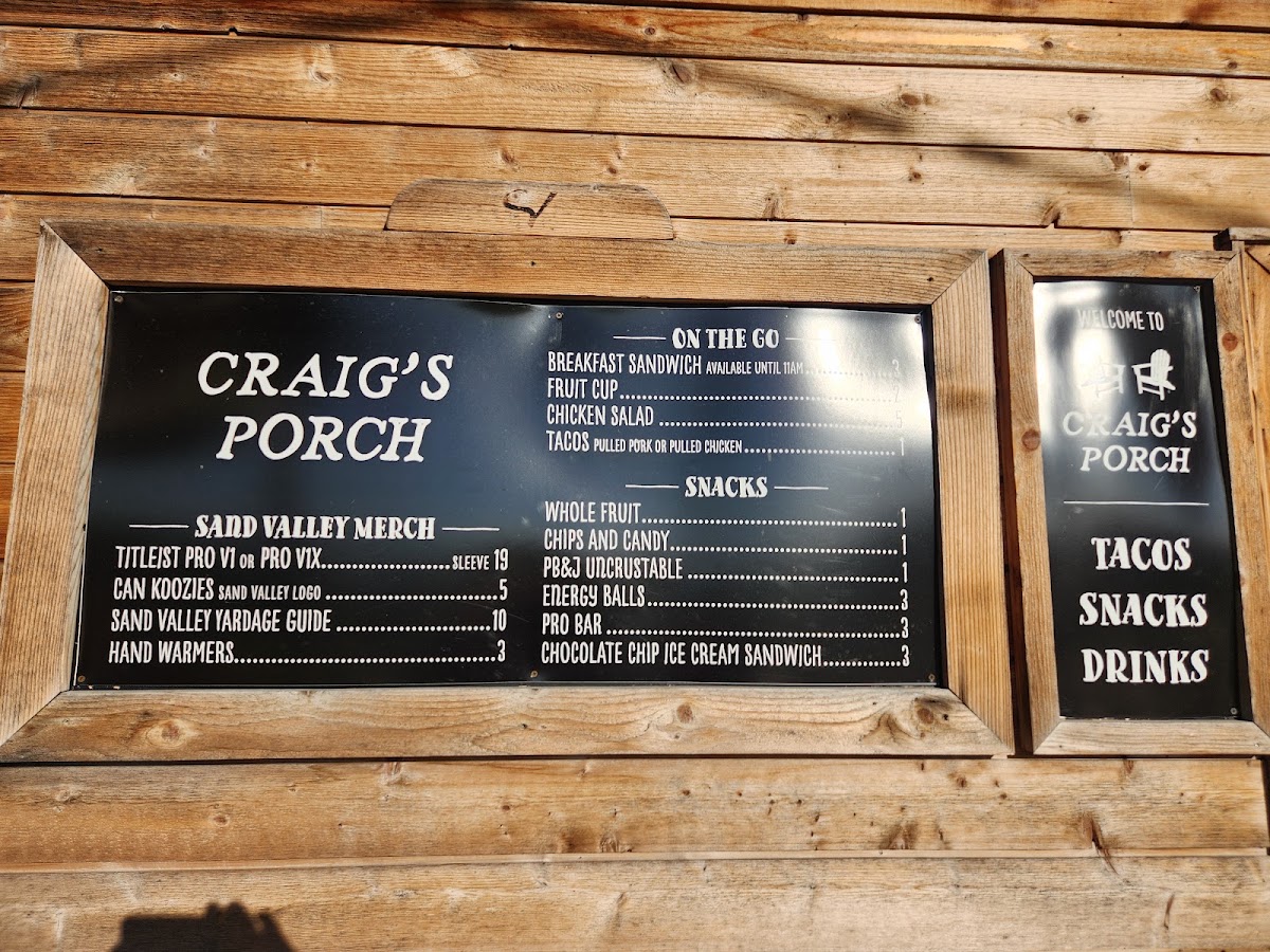 Craig's Porch menu board