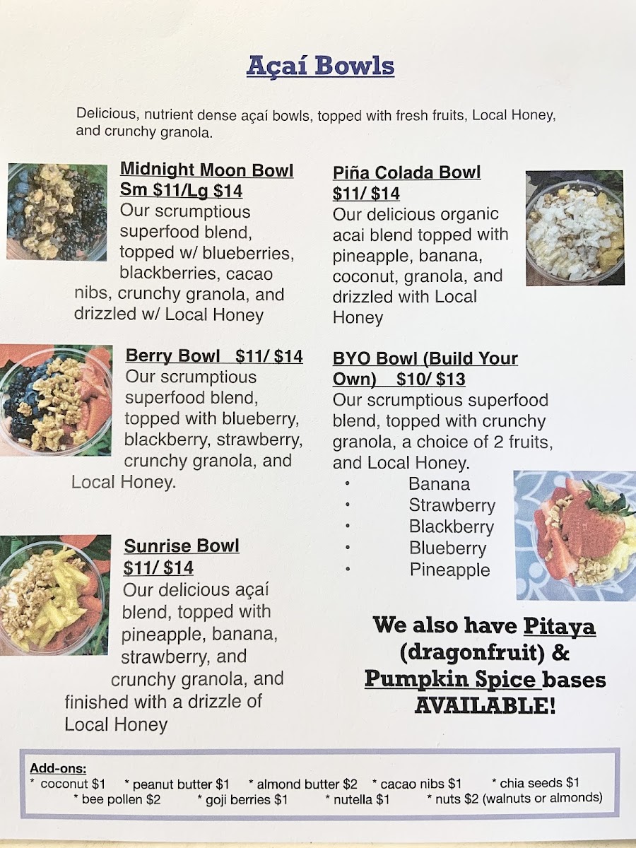 Bountiful Bowls menu board