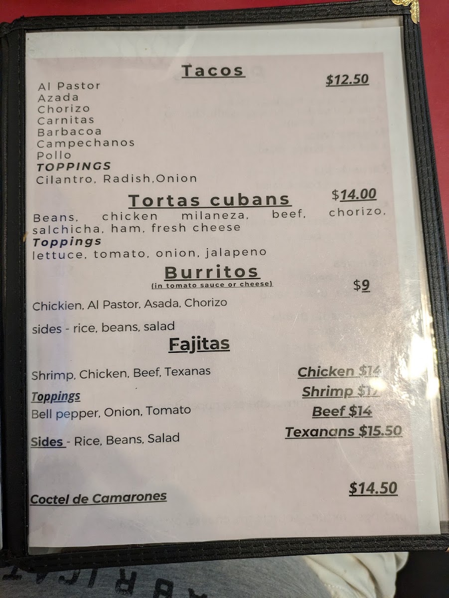 Pasadita menu board