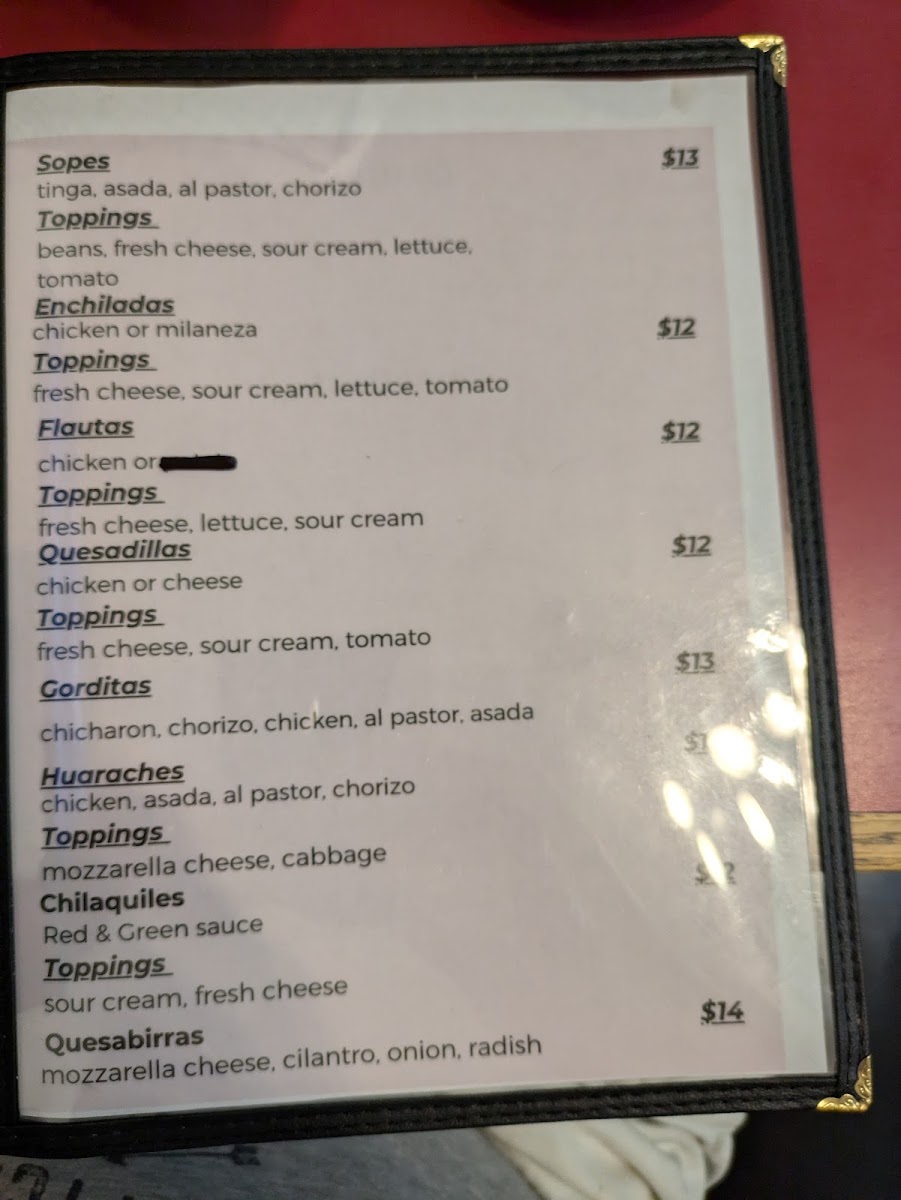 Pasadita menu board