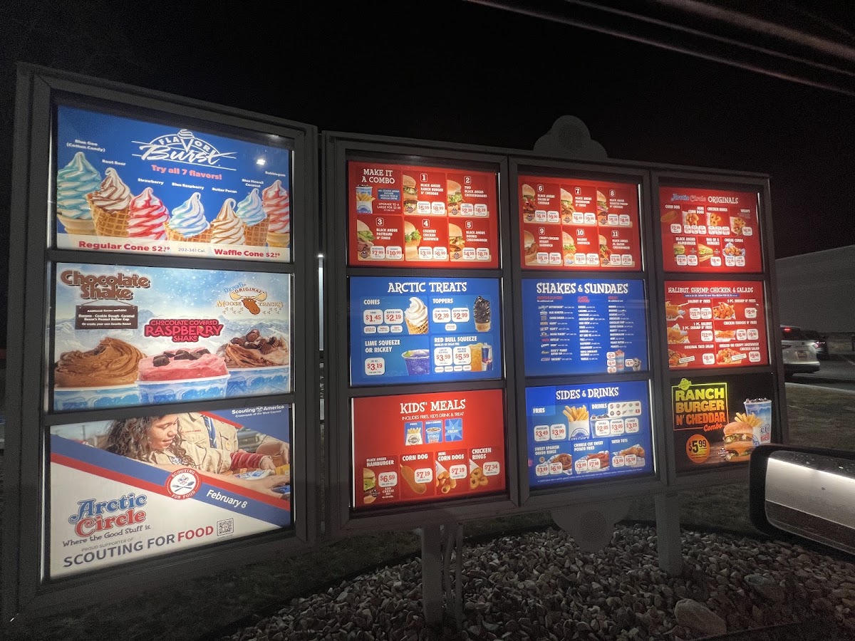 Arctic Circle menu board