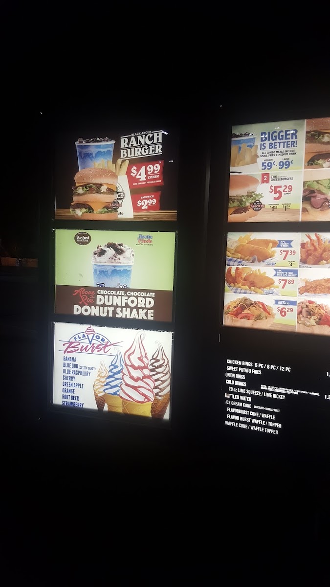 Arctic Circle menu board