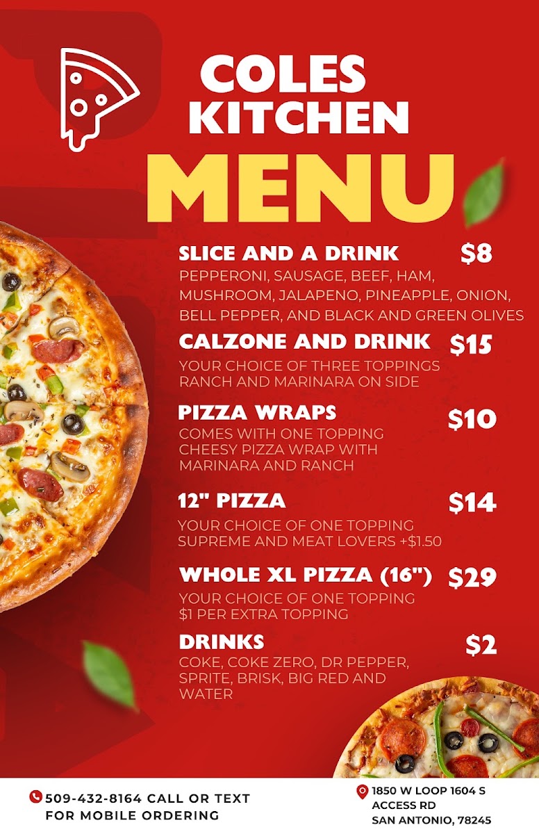Coles Kitchen menu board