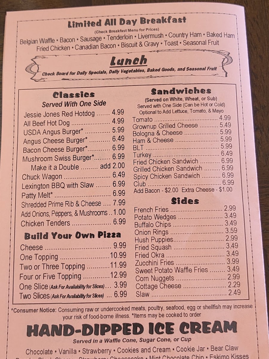 Alleghany General Store menu board