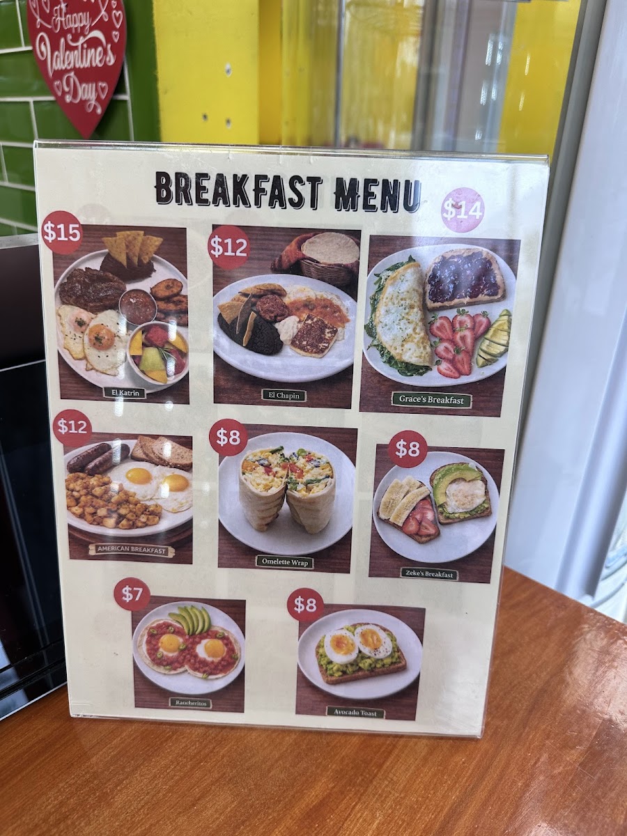 Lorena's Juice & Snack Bar menu board