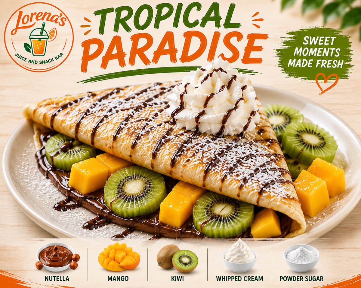 Lorena's Juice & Snack Bar menu board