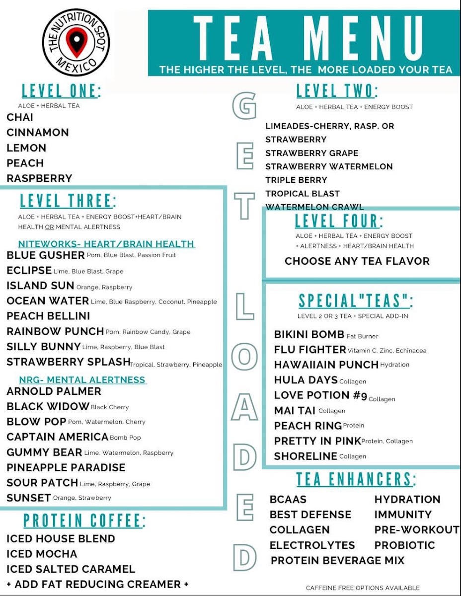 Herbalife The Nutrition Spot Mexico menu board