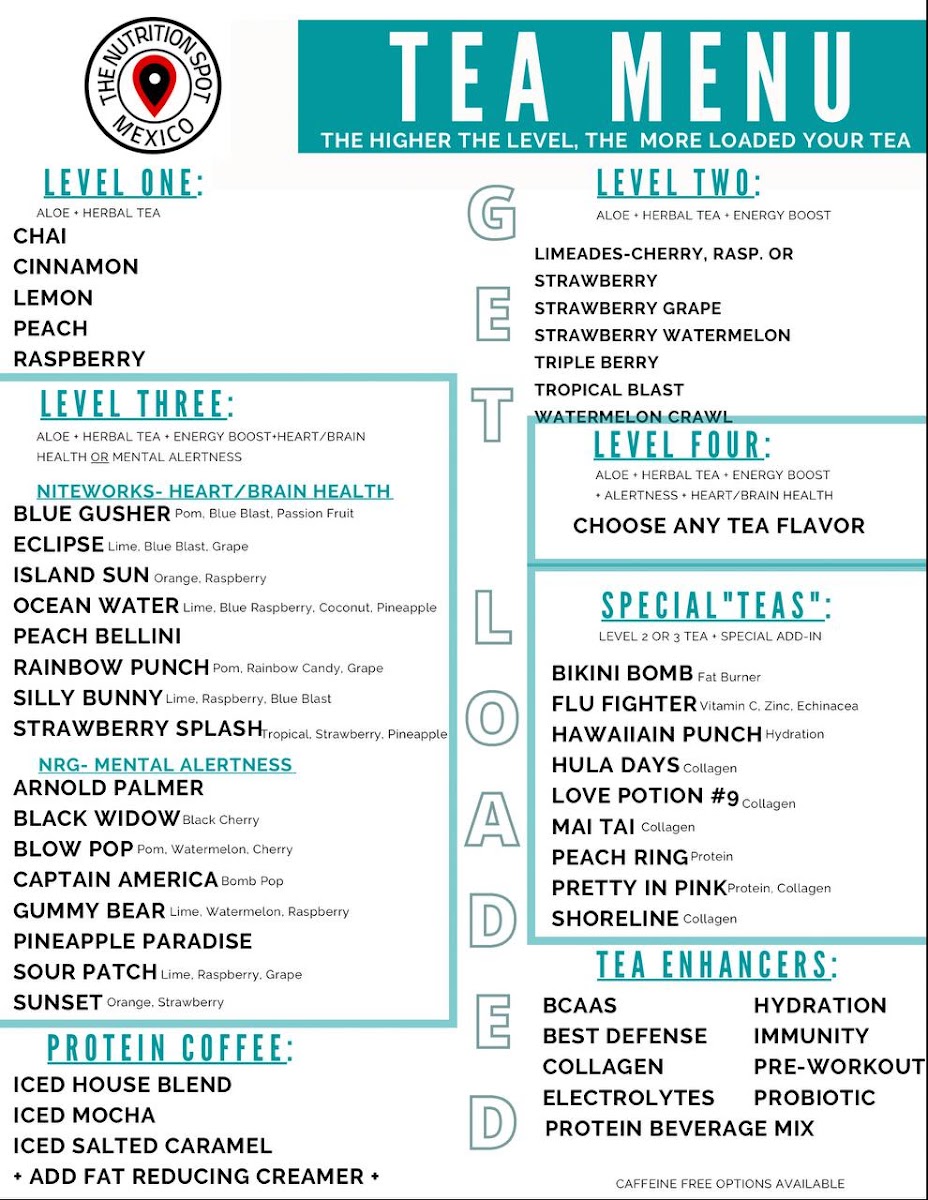 Herbalife The Nutrition Spot Mexico menu board