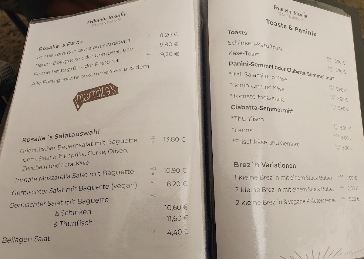 Fräulein Rosalie Cafe & Bistro Feldafing menu board