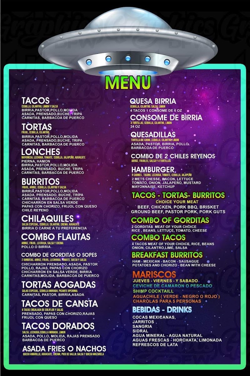Taco Loco menu board