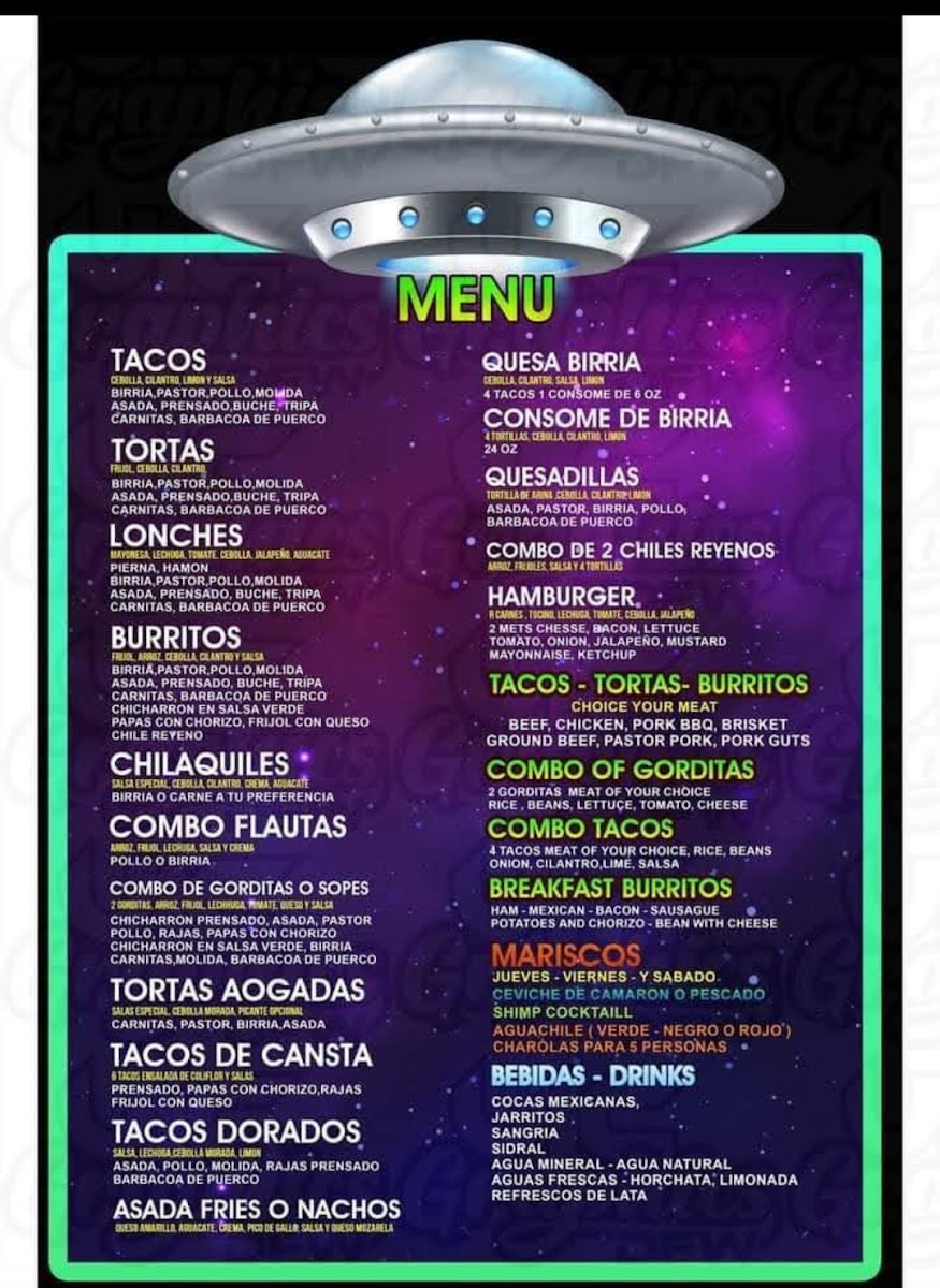 Taco Loco menu board