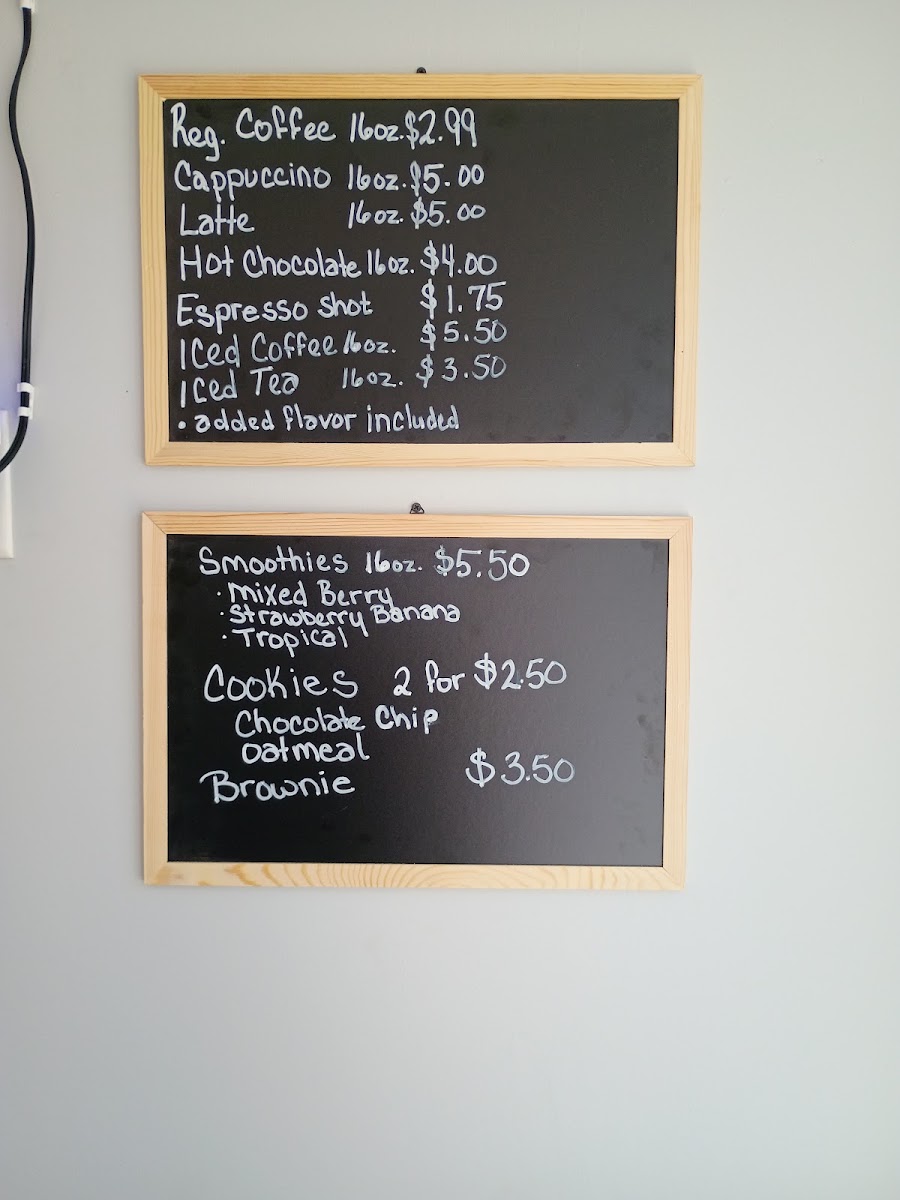 Almost Famous Cafe menu board
