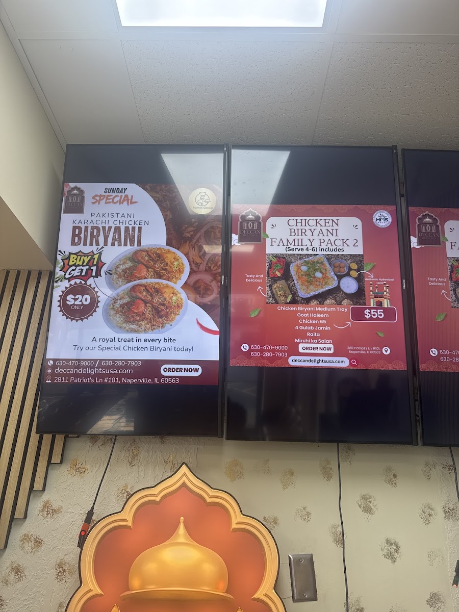 DECCAN DELIGHTS menu board