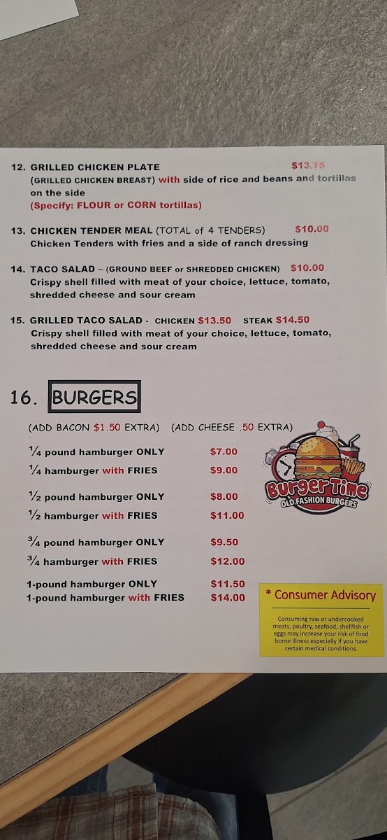 Taqueria Ms.Flores menu board
